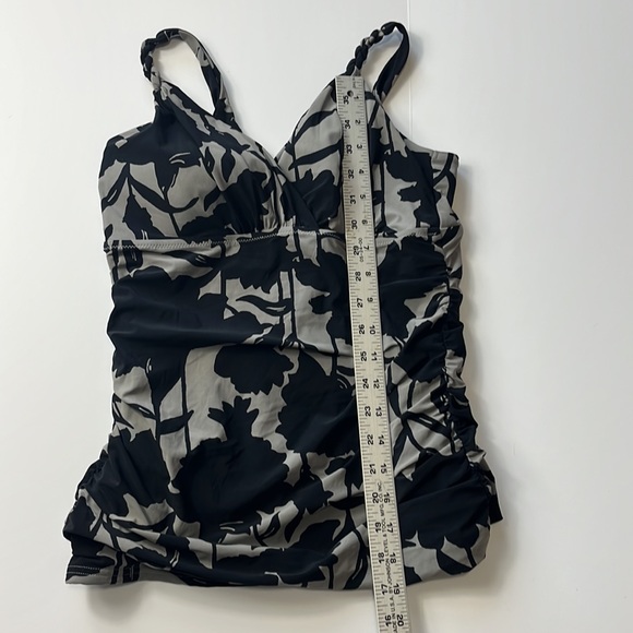 Lands' End Swim Tankini Top Women's 8 Black Gray Braided Strap Grip Strip Hem - Picture 5 of 11